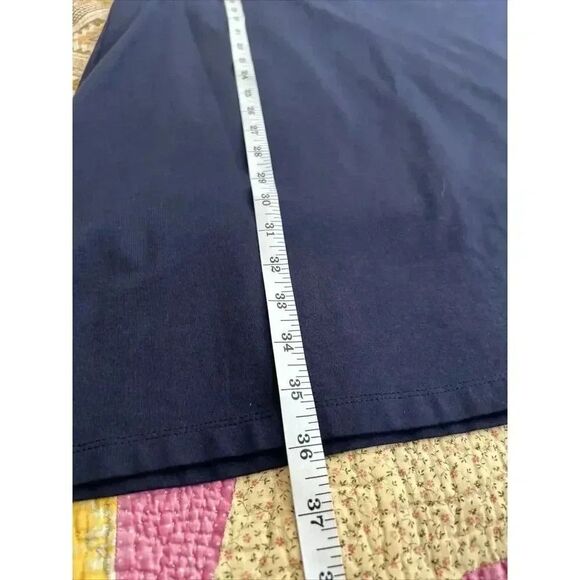 Calvin Klein Navy Blue T-shirt Dress Pocket Metallic Logo Cotton Knee Length M - Picture 9 of 9